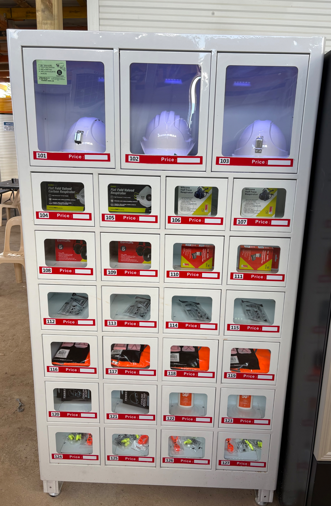 PPE selection including hard hats, respirators, earmuffs and high-visibility clothing